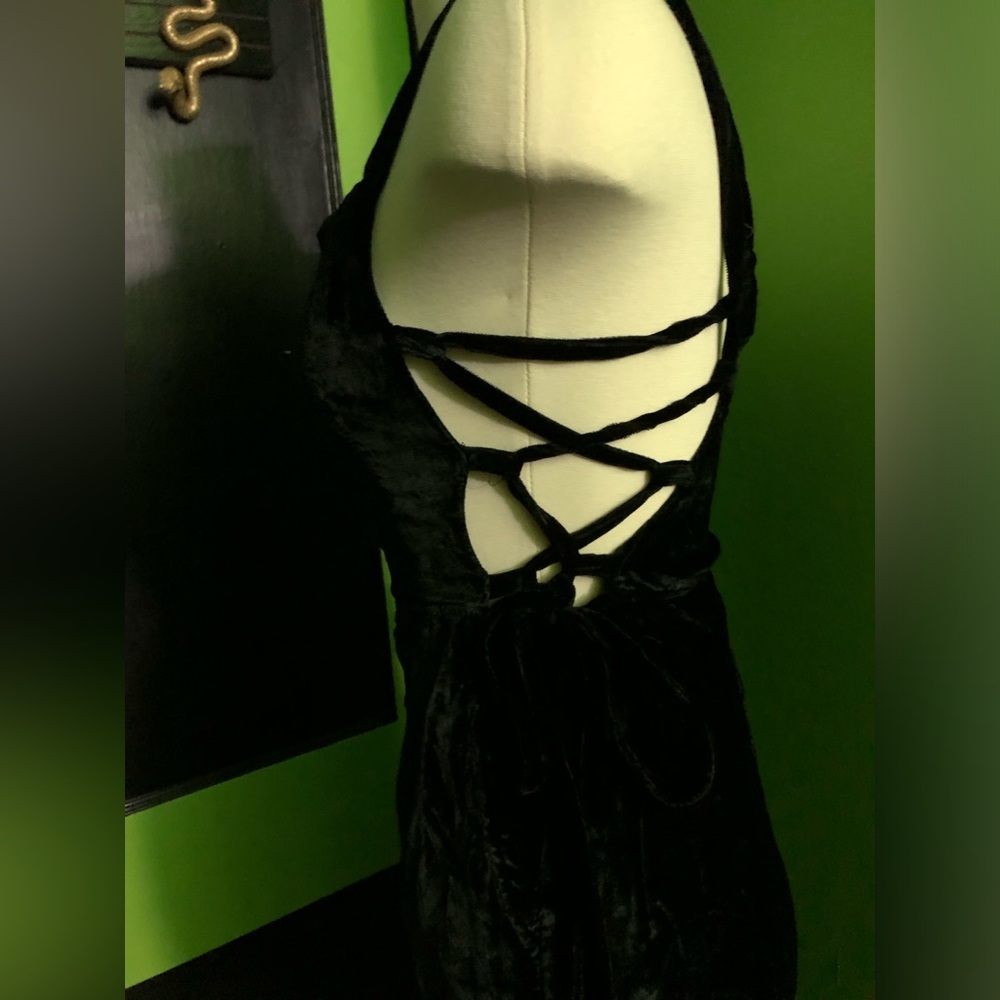 Free people black velvet lace up jumpsuit - Picture 5 of 12